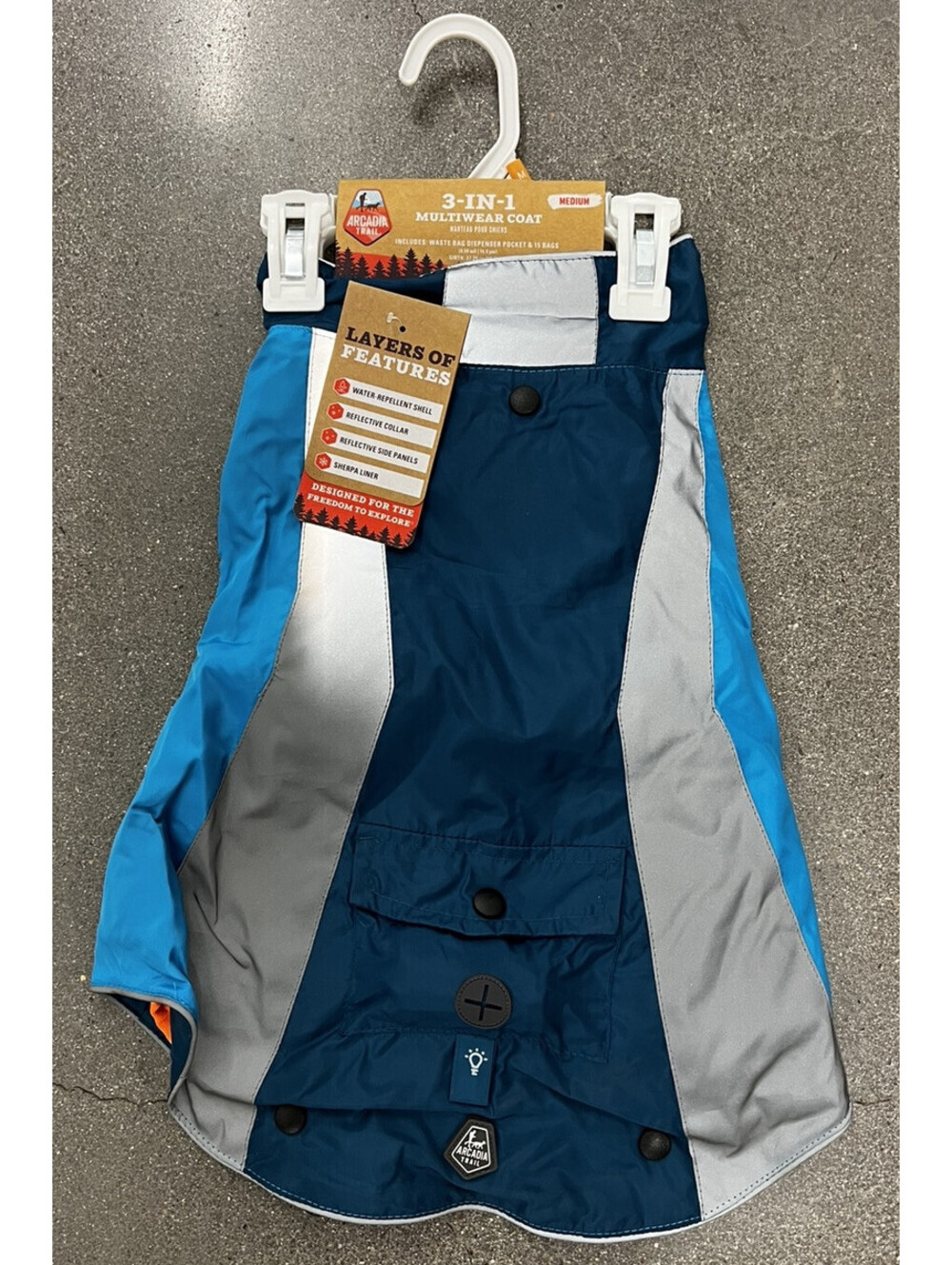 Arctic Trail 3-in-1 Blue Multiwear Fleece Lined Coat For Dogs Sizes XXL/XL/M